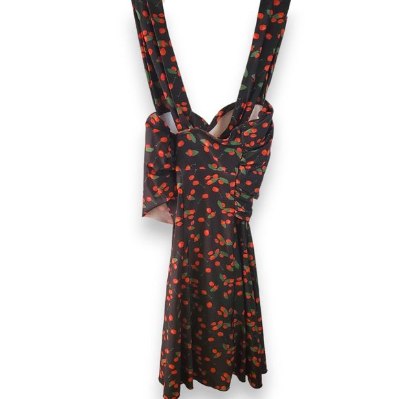 Retro Cherry Pattern Plus Size Swimdress 2X - Molded Cup, Skirted One-Piece - Picture 6 of 12